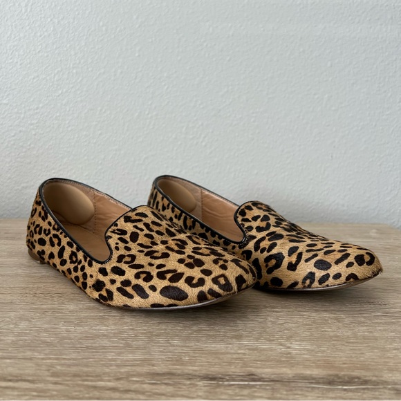 J Crew Addie Calf Hair/Leopard Loafers Size 7.5 - Picture 1 of 4